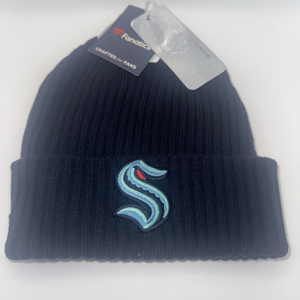 Seattle Kraken Fanatics Component Cuffed Knit Beanie Deep Sea Blue New With Tags